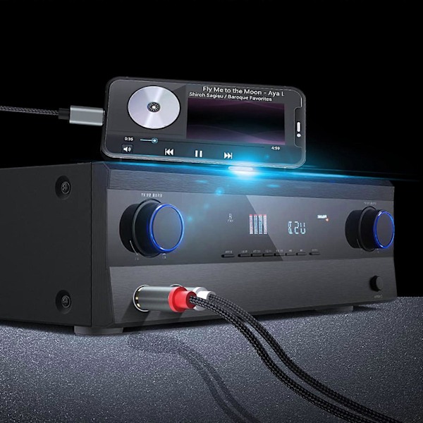 Type C - 2RCA -sovitinkaapeli, Plug and Play -johto, Y-jakajajohto älypuhelimille miksereihin ja vahvistimiin 3m