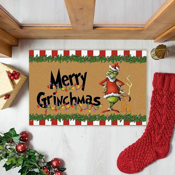 God Jul Dørmatte, Inngangsmatte Sklisikker Gulvmatte Absorberer Vann Tepper, Innendørs Utendørs Bade Kjøkken Hage Inngangsmatter Dekor 60 * 40cm
