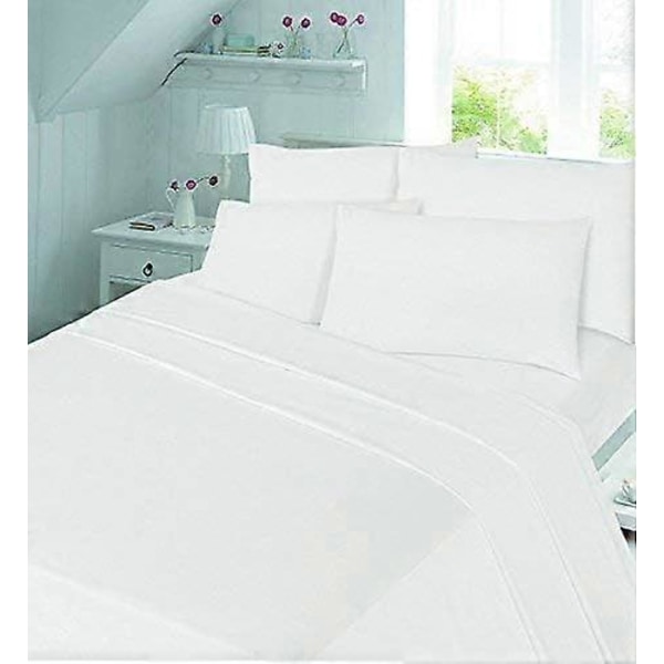 4-delt flanellsengetøysett (laken, overflate, putevar par) Flanell Double White
