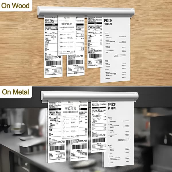 2-pack Ticket Holder Receipt Holder for Restaurant, Drill-Free Restaurant Order Ticket Holder for Kitchen Office Walls Refrigerator (12 Inch, Silver, 2 Pcs)