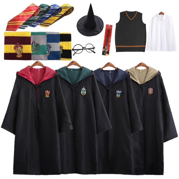 Harry Potter 5ps sæt Magic Wizard Fancy Dress Cape Cloak L Gryffindor Gryffindor L