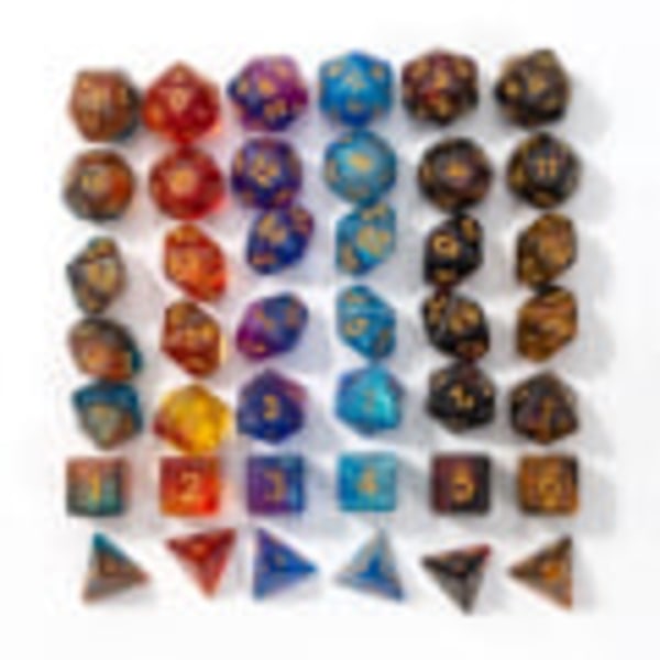 42-osainen monisivuinen noppasarja D20 D12 D10 D8 D6 D4 16mm akryylinopat Dungeons & Dragons DND noppapeleihin RPG MTG lautapeliin, kaksivärinen