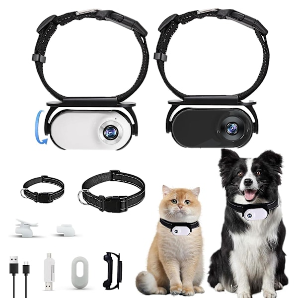 HD 1080P Kattkamerahalsband med Videoinspelning Trådlös Mini Sportkamera, Små Actionkameror, Kroppskamera för Husdjurstillbehör