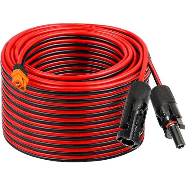 Solar til XT60i Kabel 12AWG 20FT Solcellepanel til XT60i Adapterkontakt XT60i-F Skjøteledning for Bærbar Kraftstasjon Solcellegenerator