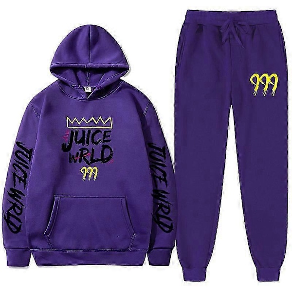 Ny Juice World Hoodie Träningsoverall Sweatshirt + Joggingbyxor Juice Wrld Juice Wrld Juice Wrld Trap Rap Regnbåge Tomografi Juice Wrld purple 1 L