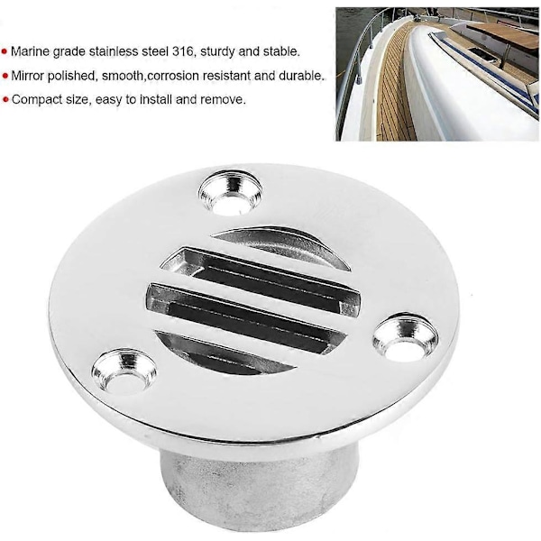 Marint båtdäckavlopp 316 rostfritt stål Passar för yacht kajak däckdränering eller badrumsavlopp (22 mm)