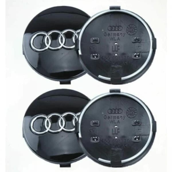 Fire hjulkapsler til Audi-køretøjer, 68 mm ydre diameter, kompatible med A1, A3, A6, C5 og Q7 C-modeller.