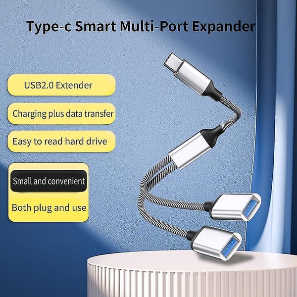 Type C Hann Til 2 Usb Hunn Kabel Adapter Usb Otg Splitter Ledning Konverter-dwdz