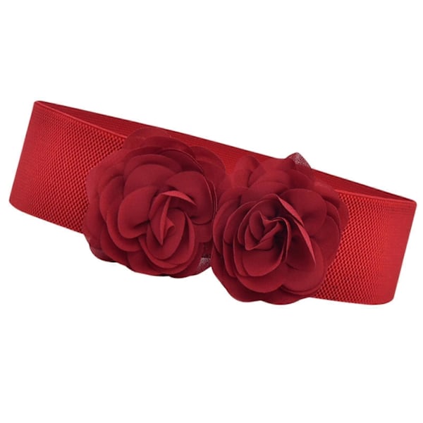 Elastisk midjebelte, bredt belte for kvinner for bluse, genser, maxi-skjorter Red