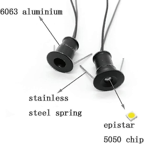 Sorte 9 stk. Mini 12V 1W LED Loftlys Indbyggede Spotlights IP65, 3000K (120, Varmt Hvidt).