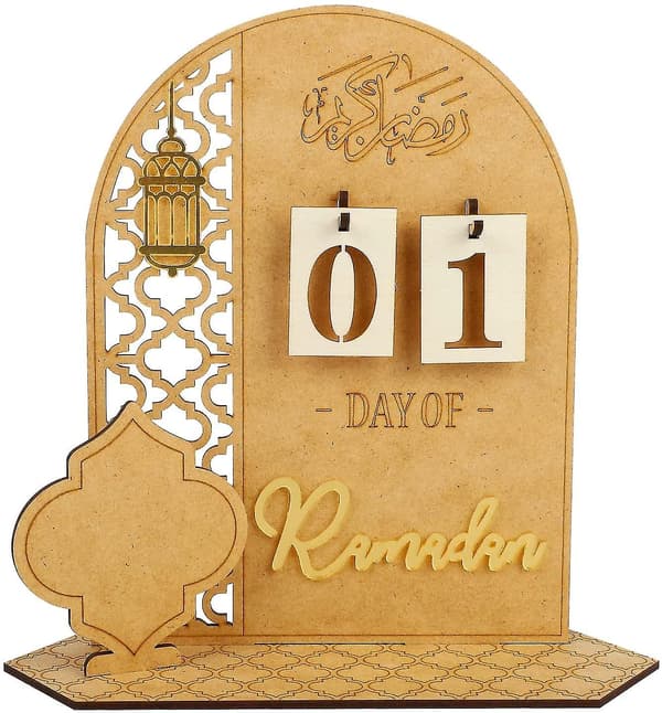 Ramadan Kalender i Træ, Rustik 30 Dages Nedtællings Ramadan Kalender til Børn, Stil 1