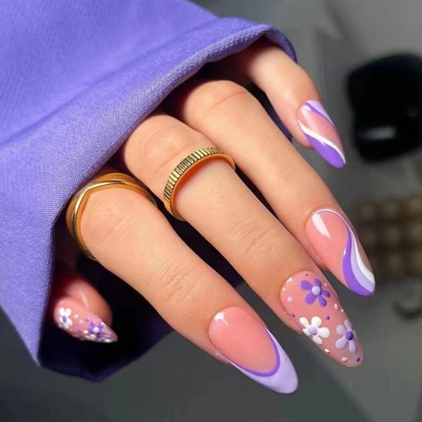 24 lange mandellange falske negle combination 3
