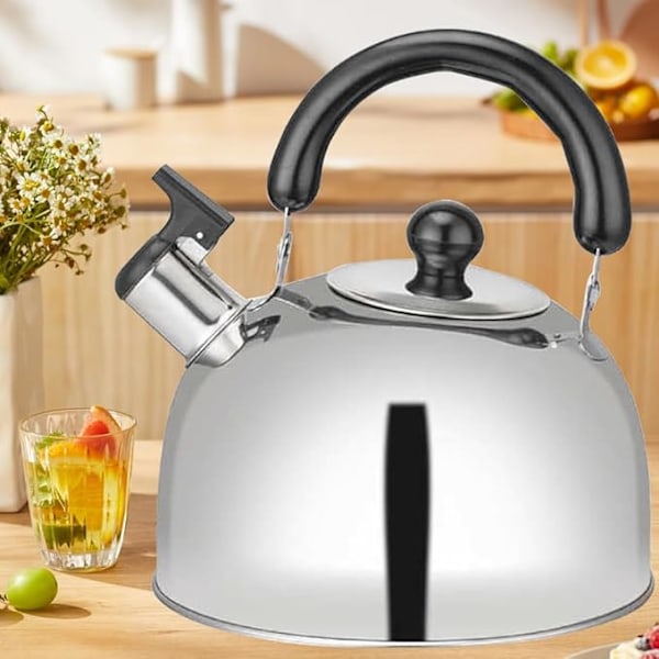 3L Kraftig Vattenkokare för Camping med Visselpipa, Lämplig för Gasolkök, Resor, Camping, Semester, Portabel Tekokare, 3 Liter