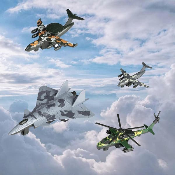 4 st Diecast Metall Jetplan Pullback Mekanism Jaktplansleksaker för Lekrum Camo