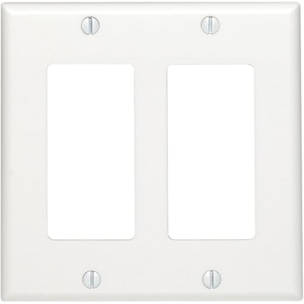 80409-W 2-facks Decora/GFCI Apparat Väggplatta, Standardstorlek, Härdplast, Apparatmontering, Vit