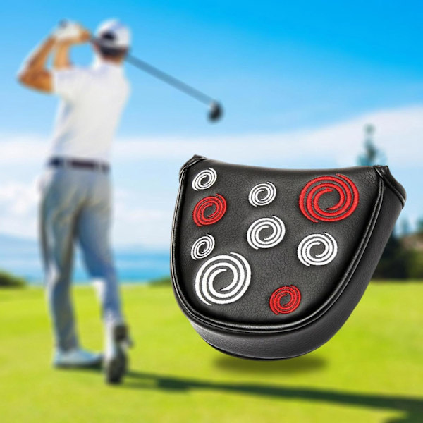 Högkvalitativ Magnetisk Stängning Halvrund Golfklubbhuvudskydd PU Läder Mallet Putter Skydd