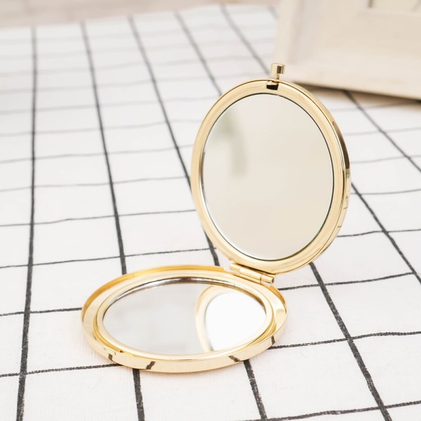 Bärbar hopfällbar spegel Mini kompakt rostfritt stål metall Silver