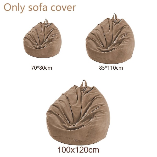 Bean Bag Cover Sovrum Mjuk Manchester Nordic Style Lat Soffa Utan Filler Soffa [Brown] [70x80cm]