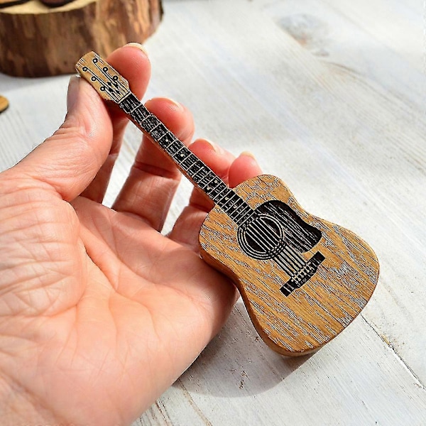 Gitarrplockfodral, Trä Akustisk Gitarrplocklåda, Gitarrplockhållare med 3 Gitarrplock, Gitarrplockställ för Gitarrspelare Älskare