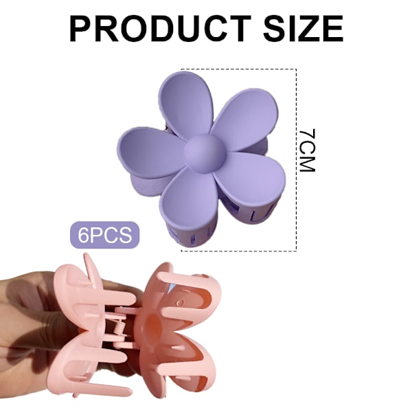 Blomsterklo klip, piger store søde blomster klip, frostet blomster klip 6 stk 6piece