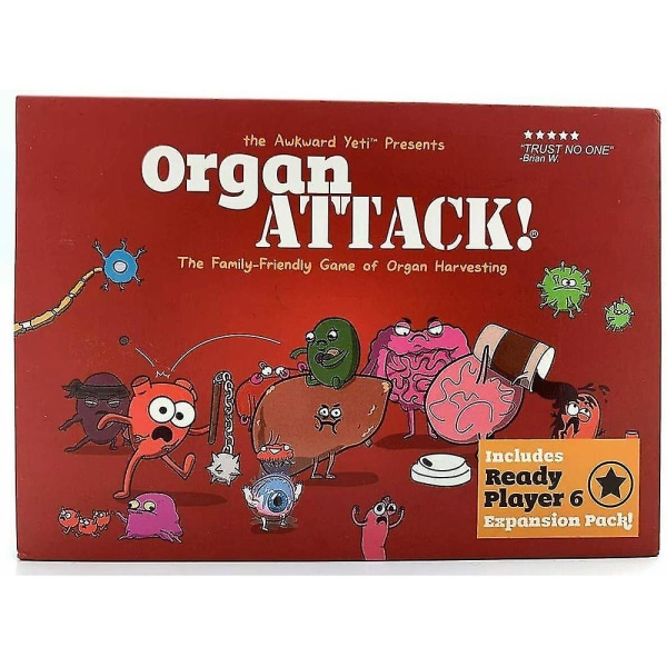 Organ Attack bordkortspil, familiebrætspil for 2-6 spillere