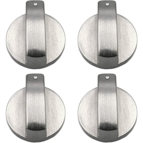 Sysy Gasspisknoppar, 4 delar, metall, 6 mm, silverfärgade, justeringsknappar för gasspis eller ugn Middle 0 degrees 6mm