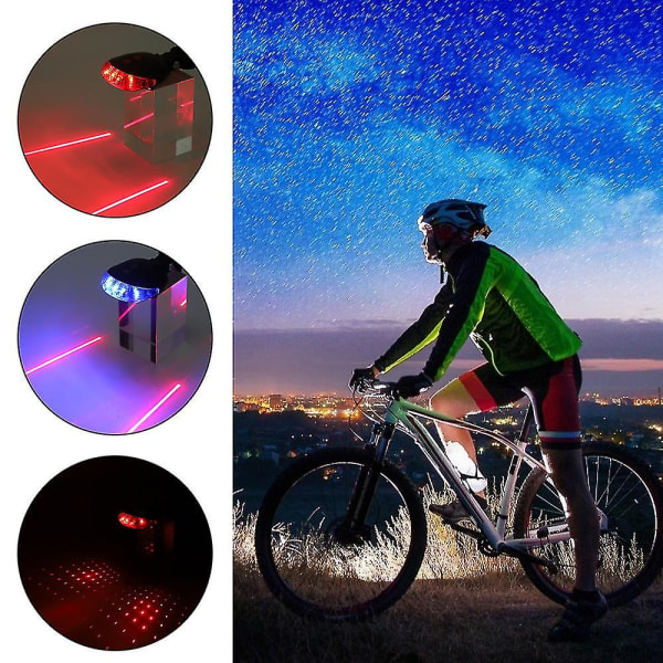 Vandtætte cykellygter Baglygter Led Laser Sikkerhedsadvarsel Cykellygter Cykelhale Cykeltilbehør Lys Red star 1