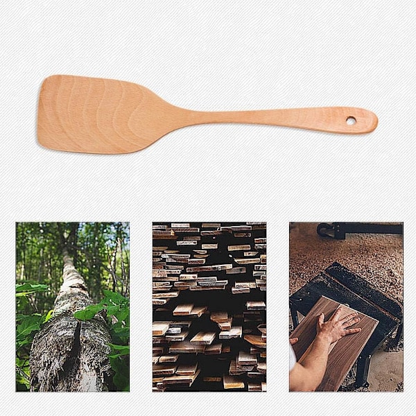 Bøk Turner Trespatel Kjøkkentilbehør Non-Stick Kokekar Matlagingsverktøy Gave Tresleiv (Farge : Brun)