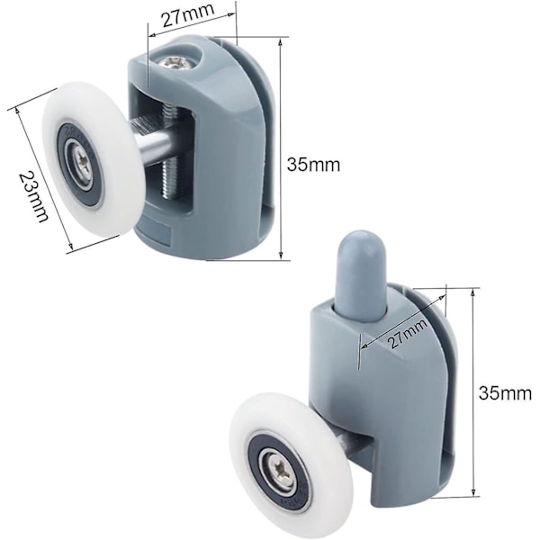 Pakke Dusjdør Erstatning Doble Ruller, 23mm Diameter Hjul (Enkel-8stk-23mm)