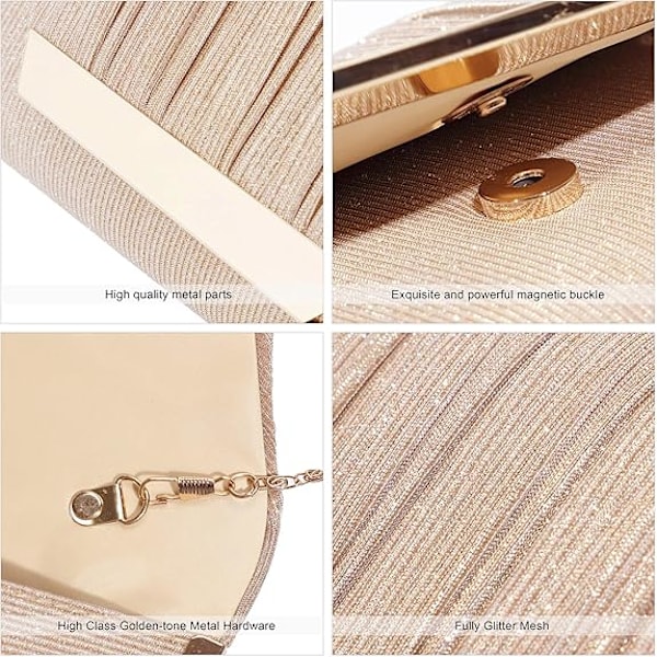 Glitter Clutch Tasker til Kvinder Aften Tasker Clutches Flap Kuvert Håndtasker Stor Bryllupsfest Prom Taske