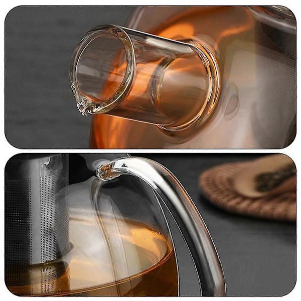 Varmebestandig tekande i glas med te-si, blomsterte, kaffe, glastekande til køkken, te-drikkekedel