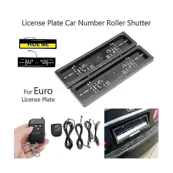 EU Bilnummerplåt Rulljalusi Skydd med Fjärrkontroll Dölj Funktion