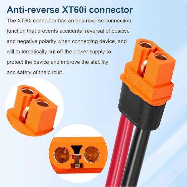 Solcell till XT60i Kabel 12AWG 20FT Solpanel till XT60i Adapterkontakt XT60i-F Förlängningskabel för Portabel Kraftstation Solcellsgenerator