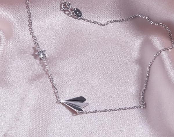 Pappersflygplan 925 Sterling Silver Halsband, NA/Sterling Silver