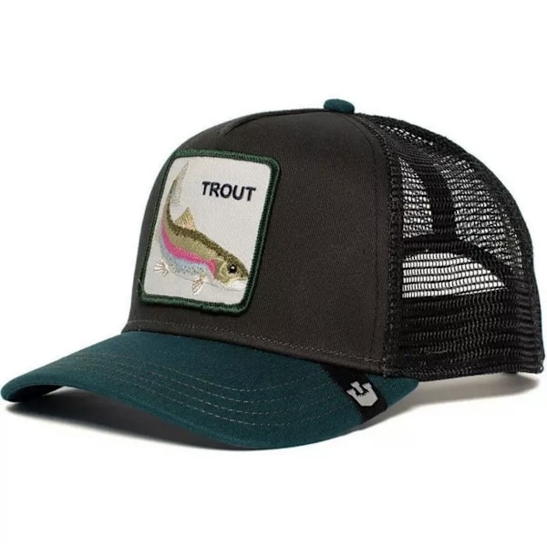 Broderet Mesh Hat med Dyreprint - Snapback - Fisk