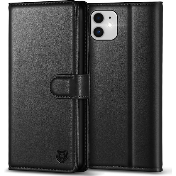 Fodral för iPhone 11 med 4 kortfack, magnetiskt lås, stötsäkert skyddande fodral för iPhone 11 - Svart