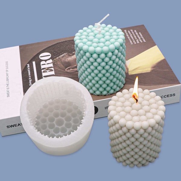 Kynttilän muotoinen DIY kynttiläsylinteri palloilla 7cm valkoinen white