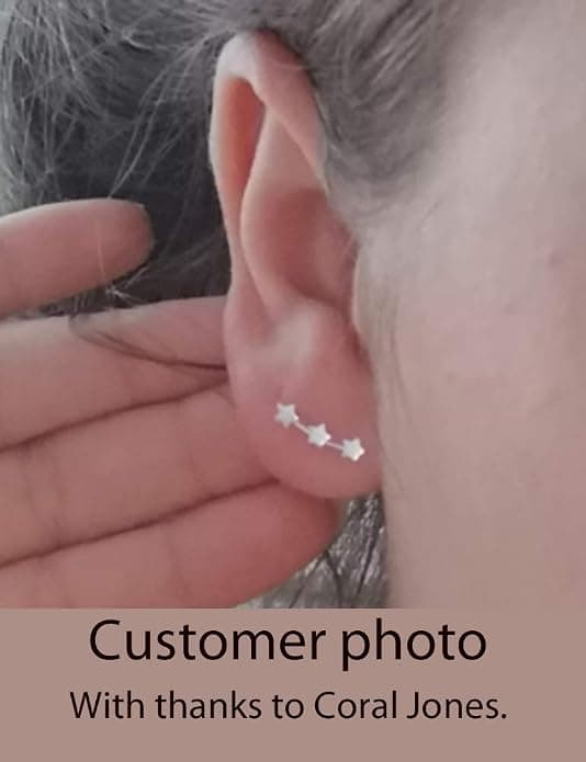Sterling Sølv Tre Stjerne Øredobber 3x12mm Sølv Stjerne Øredobber