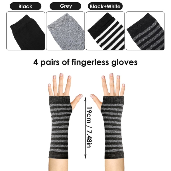 Par fingerlösa handskar Handledskläder Goth Accessoarer Cosplay Arm Ben Handvärmare