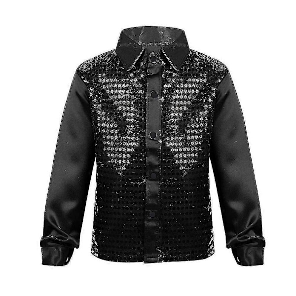 Poikien napilliset paidat Disco Hip-hop Jazz-tanssitopit Paljetit Show-tanssivaatteet 7-8 Years Blue