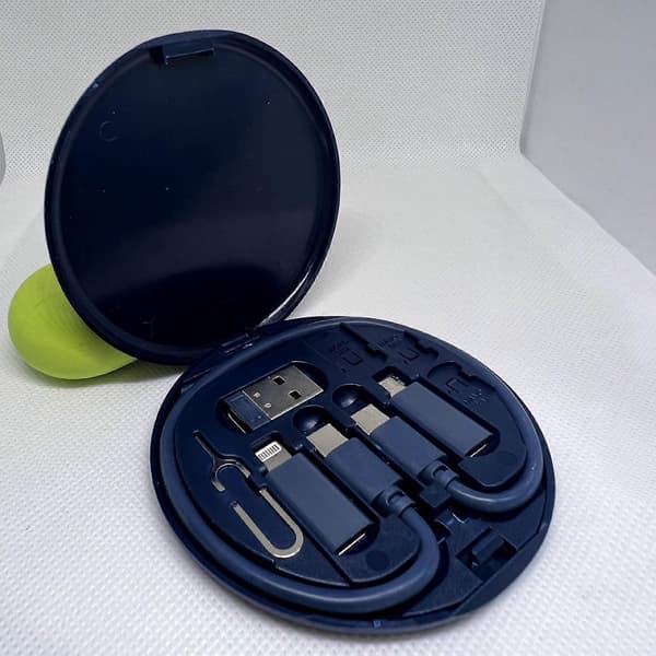 Multi USB Laddningsadapter Kabelkit, USB C Konverteringsset USB A & Typ C Till Hane Micro/Typ C/Lightning, Dataöverföring, Kortförvaring, SIM-kort Nål, Navy Blue