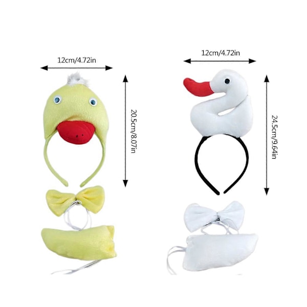 Sarjakuva Eläinpannat Ankka Hanhet Hiuspanta ja Kaulus Häntä Cosplay Hiuspanta Lapsille Lava Päähineet Yellow duck three pi