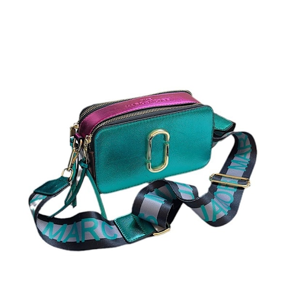 Dameveske ny 2024 sommer trendy dame bred skulderstropp M fargematching liten firkantet veske J en-skulder crossbody dobbel glidelås kameraveske