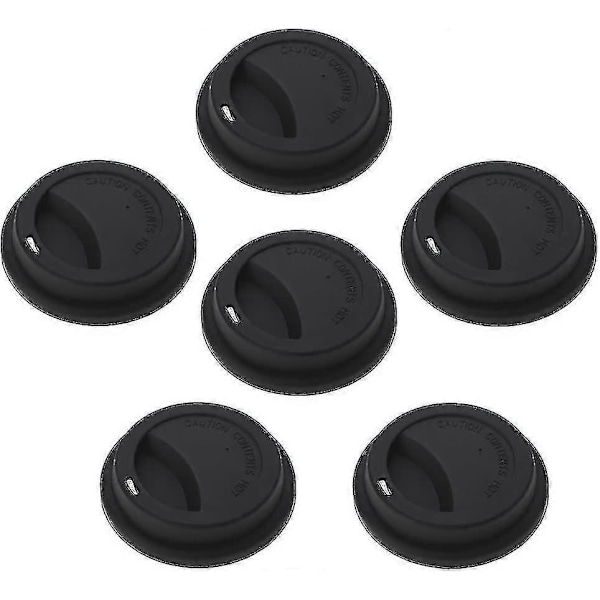 6 stk. Silikon drikkekopplokk, gjenbrukbare kaffekopplokk (d-b2) black