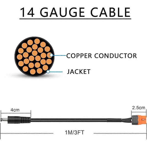 DC til XT60 Strømkabel 1M 14AWG DC Han til XT60I Hun