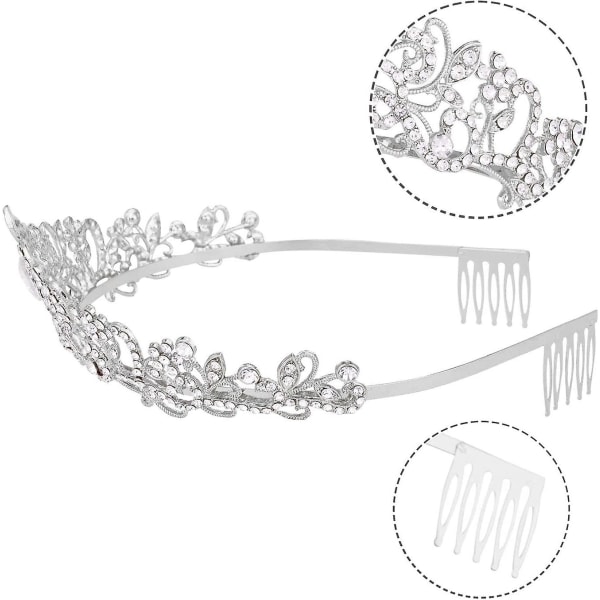 Crystal Tiara Crown Sliver Pannband Headpiece Strass Hår Smycken Dekor För Kvinnor Damer