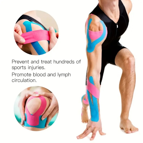 2 ruller Kinesiologi Tape Atletisk Muskelstøtte Sport Elastisk Fysio Terapeutisk Tape (sort)