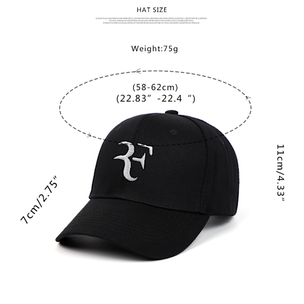2019 Ebay Federer -tyylinen F-kirjailtu baseball-lippis, 8 väriä valittavissa, F tennislippis