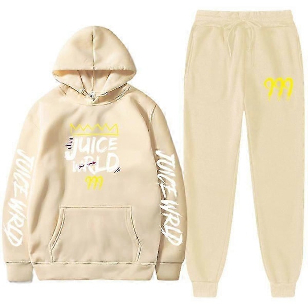 Ny Juice World Hoodie Träningsoverall Sweatshirt + Joggingbyxor Juice Wrld Juice Wrld Juice Wrld Trap Rap Regnbåge Tomografi Juice Wrld Khaki L