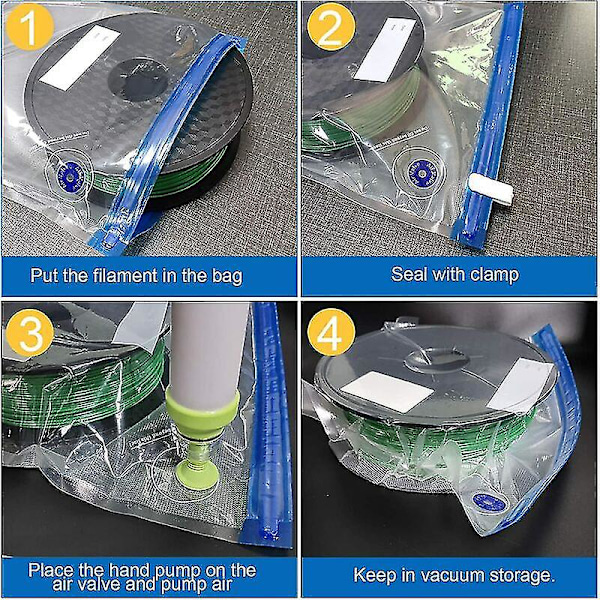 20 Stk. 3D Printer Filament Fugtbestandige Opbevaringsposer Genanvendelige Vakuumforseglede Poser
